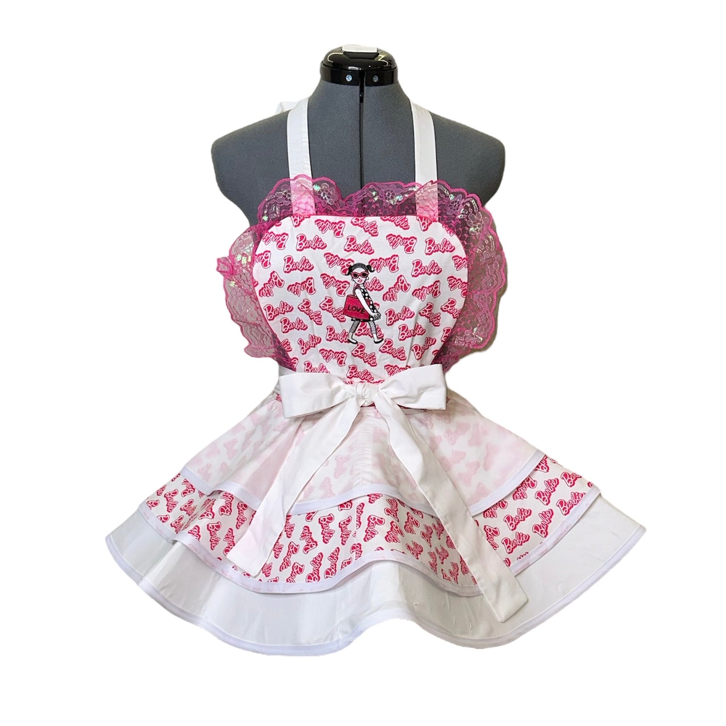 In Her Dream World Girls Apron - Pink & White