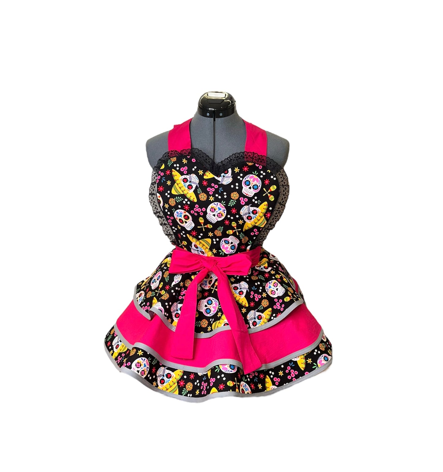 Day Of The Dead Womens Apron - Pink