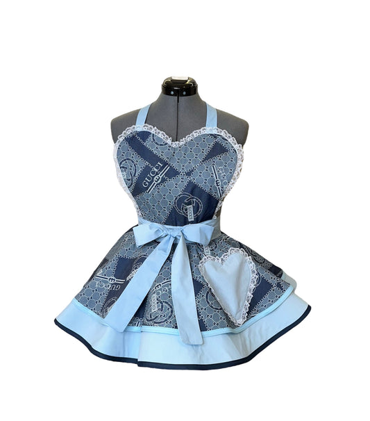 High Fashion Love Womens Apron - Denim Blue