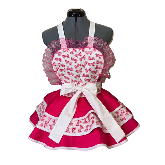 In Her World Girls Apron - Pink & White