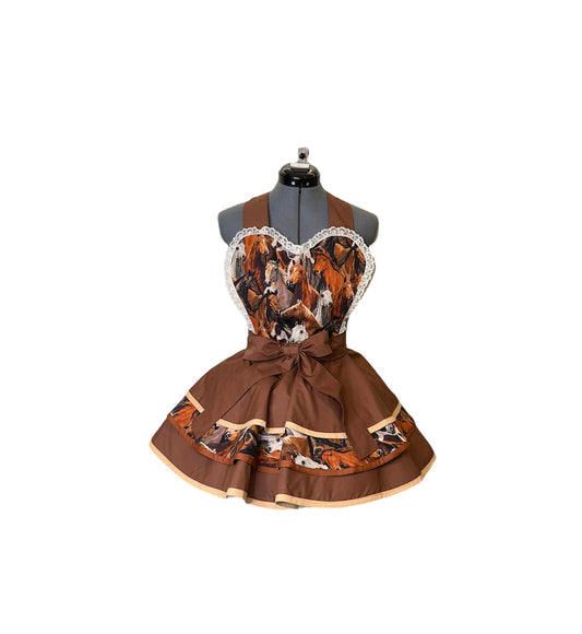 Oh, For The Love Of Horses! Women's Apron - Brown